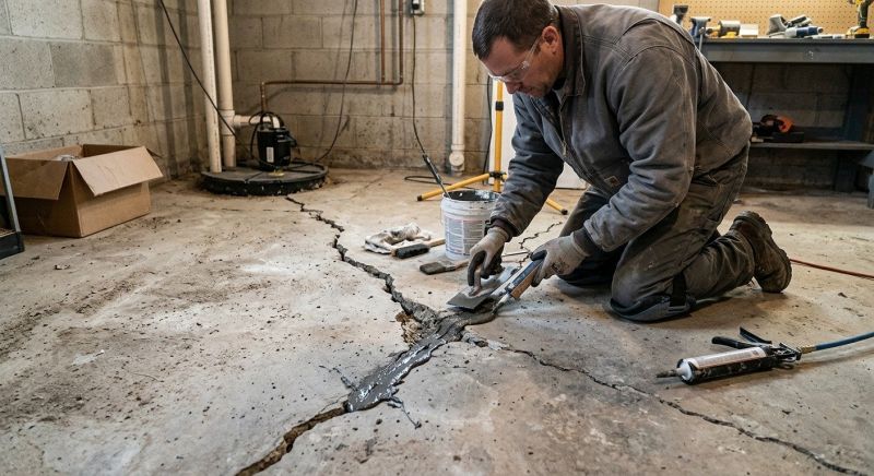 Cracked Basement Floor Repair in Fergus Falls, MN