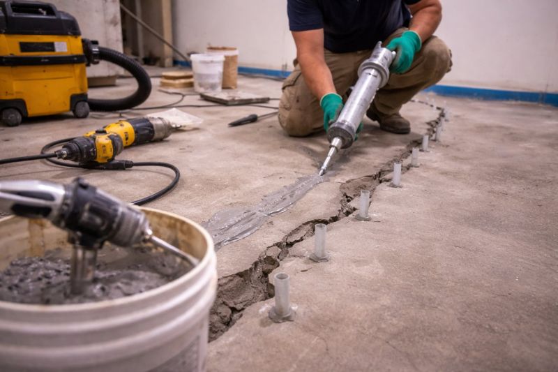 Cracked Basement Floor Repair in Fergus Falls, MN