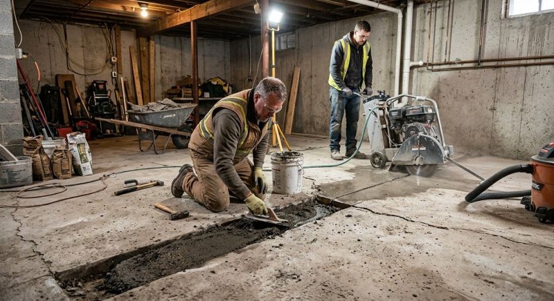 Cracked Basement Floor Repair in Fergus Falls, MN